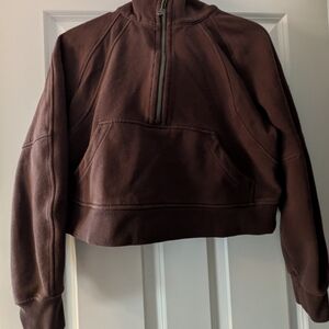 lululemon athletica brown cropped hoodie